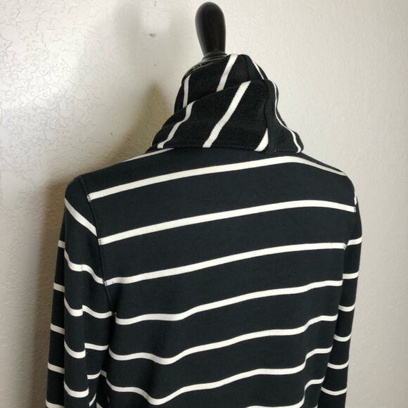 Lauren Ralph Lauren black white striped long open front cardigan size Medium - Picture 7 of 12